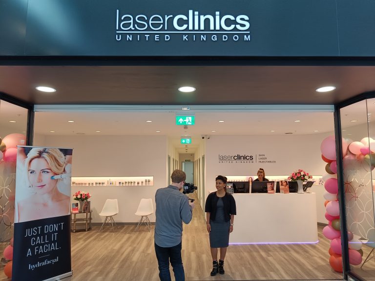 Reuben Gaines filming for Laser Clinics store opening