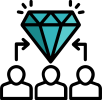 Diamond with employees icon
